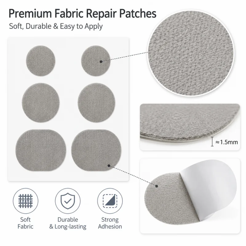6Pcs Self Adhesive Gray Fabric Shoe Repair Patches, Multi-size Sneaker Heel Anti-abrasion Patches for Shoe Damage Fix