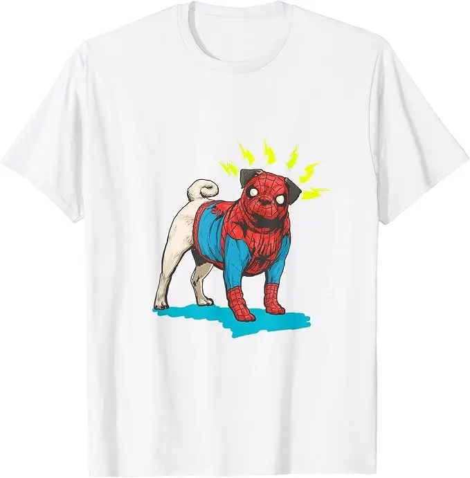 Spider Pug Dog Cartoon T-Shirt Y2k Niedliche Pop-Art-Heldenhund-Grafik-Bekleidung Jungenmode Modische Outdoor-Ästhetische Kleidung T-Shirts – Detail 10