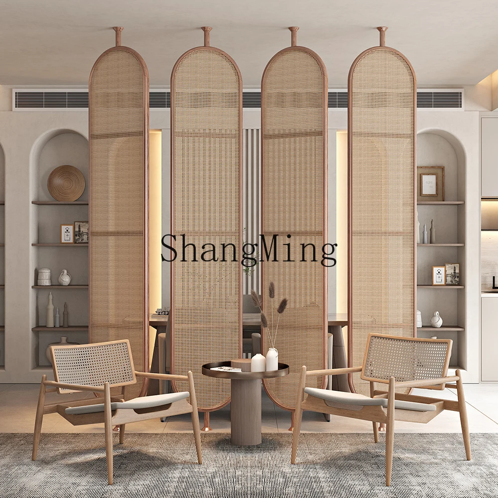 

CL Creative Solid Wood Rattan Screen Partition Modern Simple Living Room Door Entry Porch Block Screen