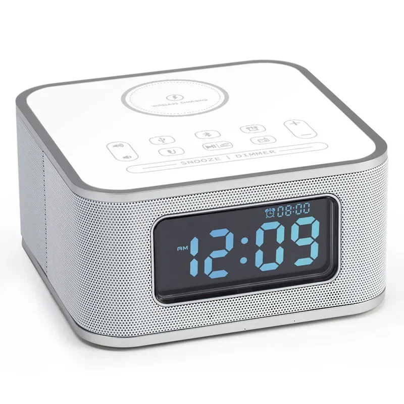 

2024 Wireless Charging BT Speaker With Alarm Clock and Radio D2 Qi