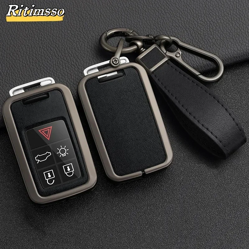 Zinc Alloy + TPU 5/6 buttons Car Remote Key Holder Shell Case Full Cover For Volvo XC60 V60 S60 S80 XC70 V40