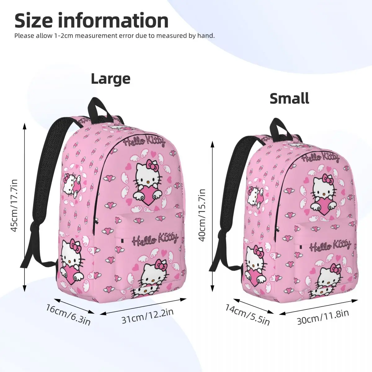 Mochila Kawaii Sanrio HelloKitty para hombre y mujer, morral informal de lona para ordenador portátil, senderismo, viaje, deportes