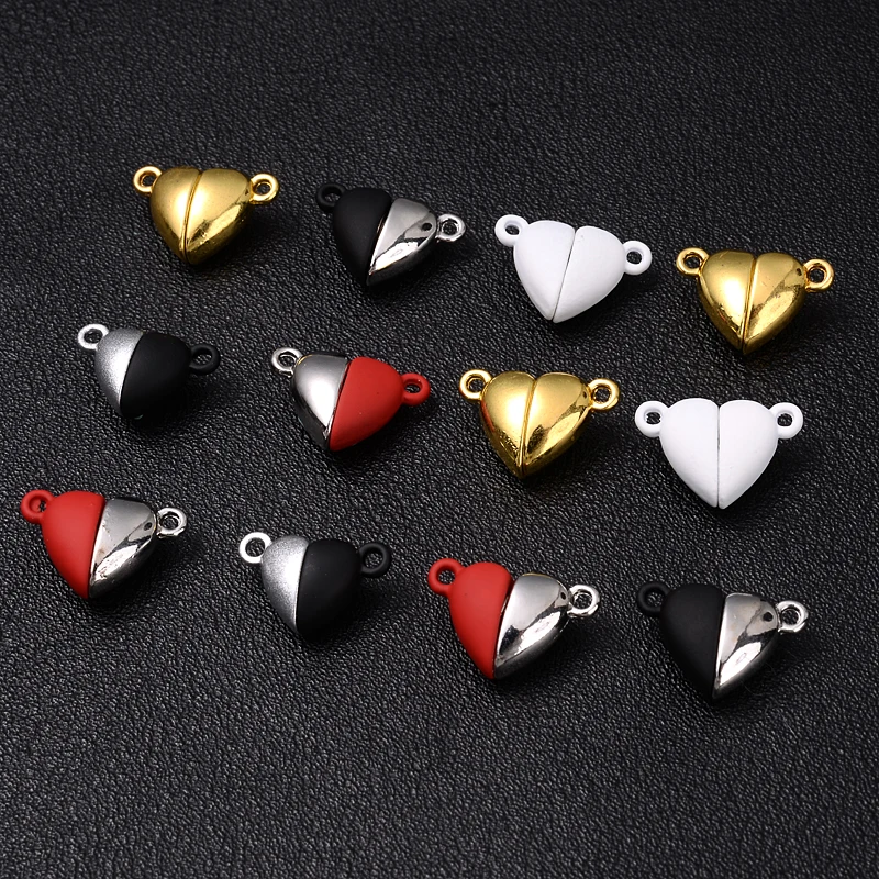 10Pair Heart Magnet Clasp 10x16mm Magnetic Fasteners Strong Leather Cord End For Connectors Jewelry Making DIY Bracelet Necklace