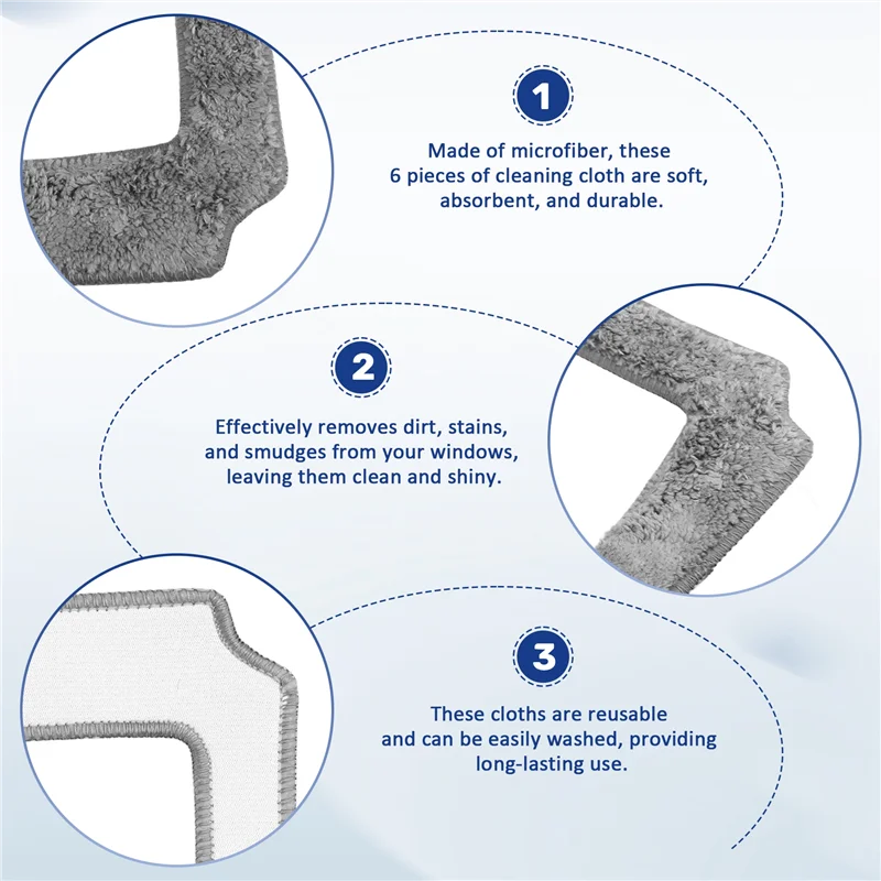 ELEG-6PCS Window Cleaning Robot Mop Cloth Cleaning Rag Towel Dust Cloth Cleaning Cloth For LIECTROUX YW710