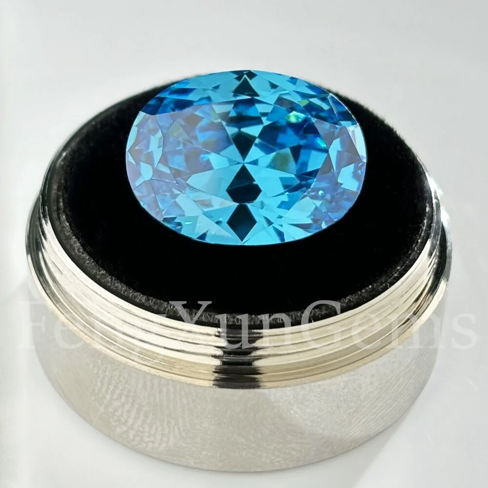 

M-SeaBlue Oval Faceted Sapphire Gemstone AAAAA Loose Synthetic Gemstone 3x5~13x18mm for jewelry making