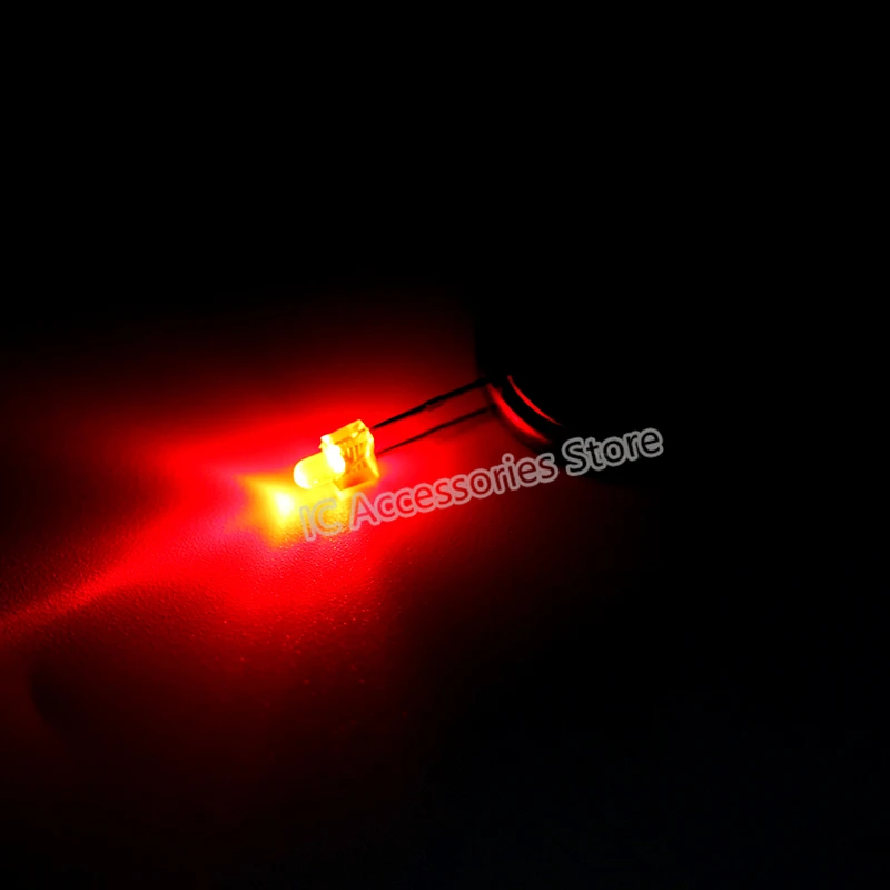 80pcs Red light 2MM F2 short flat head LED light-emitting diode highlight lamp beads pacifier type short foot