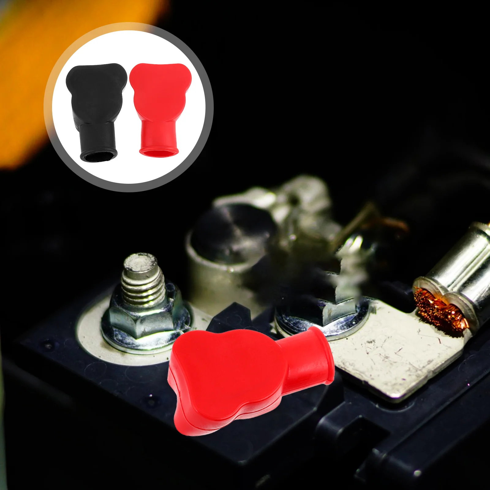 

1Pair Terminal Protector Cover PVC Material Car Insulation Corrosion Resistant Multifunctional Design