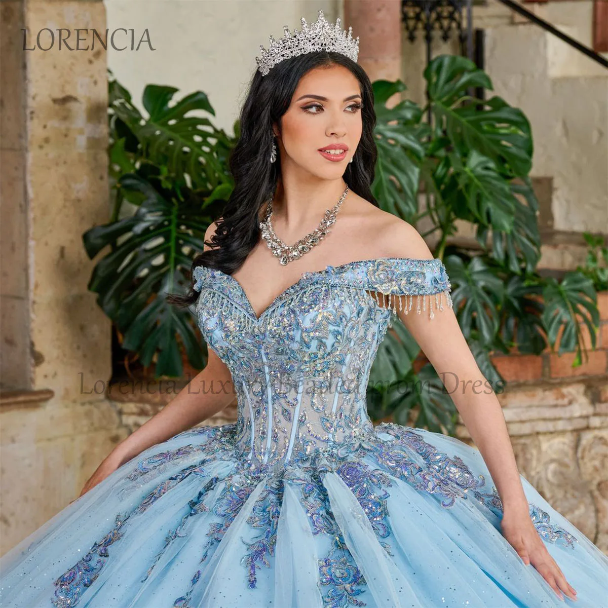 فستان Quinceanera بدون أكتاف مع زهور ثلاثية الأبعاد ، مشد مطرز ، مكسيكي حلو 16 ، 15 فستان كرة ، موضة ،