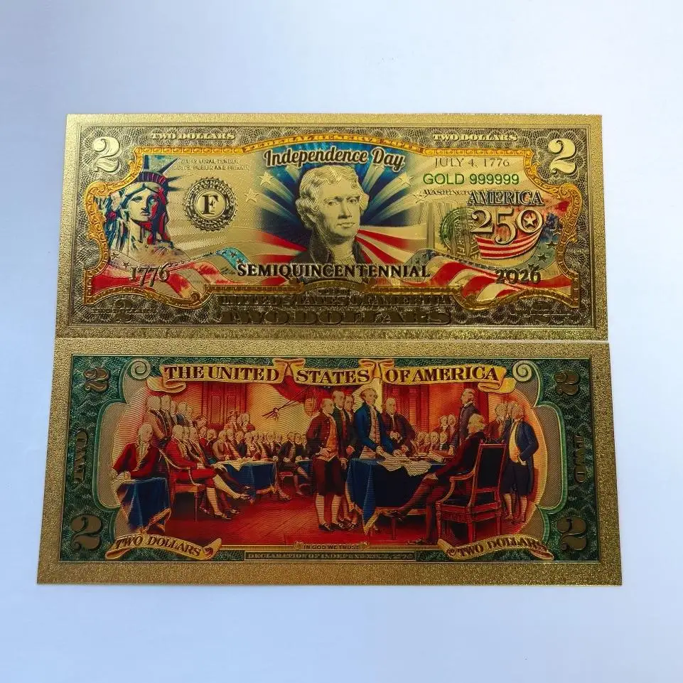 1/10 قطعة ذهبية 2025 دولار أمريكي مطلي بالذهب الأوراق النقدية الذهب 999999 الأوراق النقدية التذكارية ديكور المنزل هدية