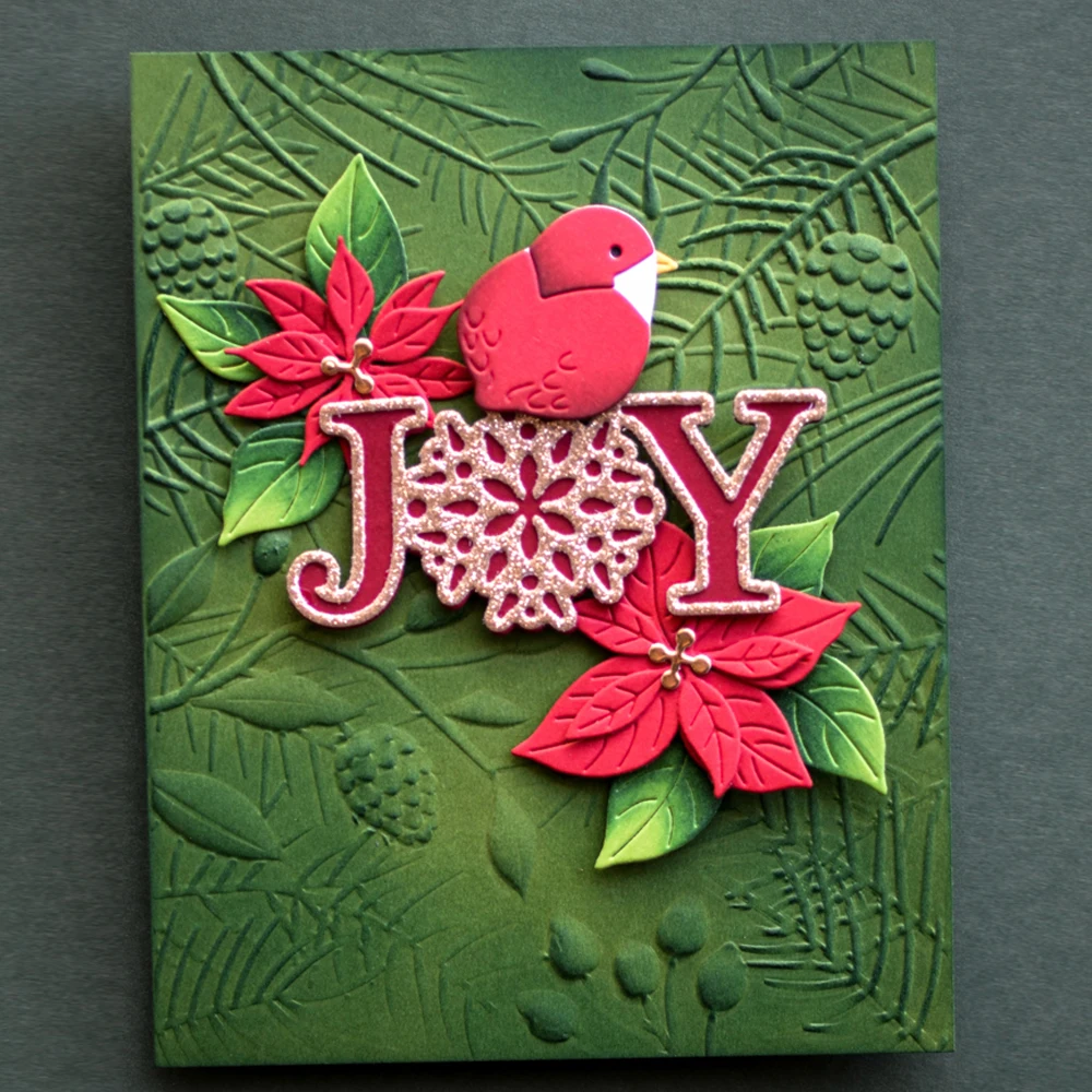 Poinsettia Leaves JOY Snowflake Metal Cutting Dies for Diy Scrapbooking Christmas Decoration Paper Card Making Template 2025