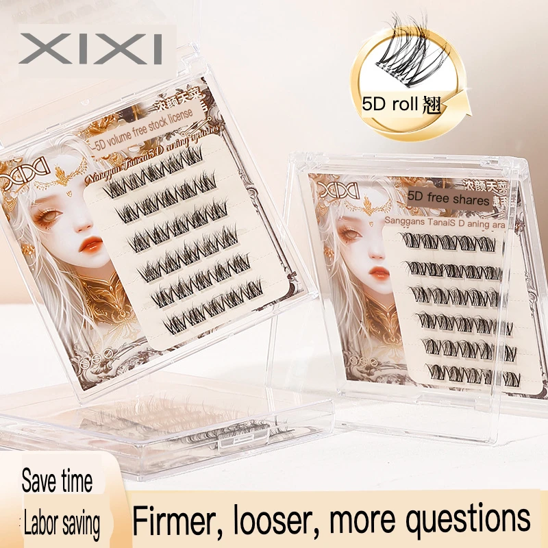 Xixi Thick Yan Tiancai 5D curling free glue eyelashes natural thick trilogy segment simulation cartoon eyelashes