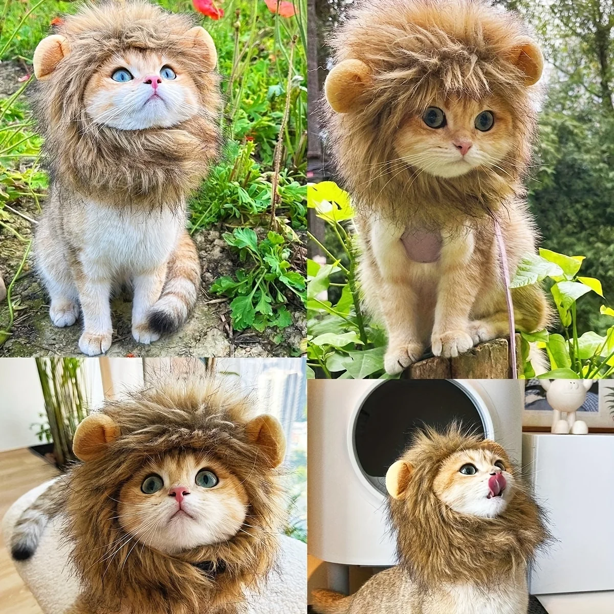 شعر مستعار أسود ماني قابل للتعديل ومريح ، شعر أنيق للحيوانات الأليفة ، هالوني ، عيد الميلاد ، حفل عيد الفصح ، غطاء رأس للقطط ، مجموعة واحدة