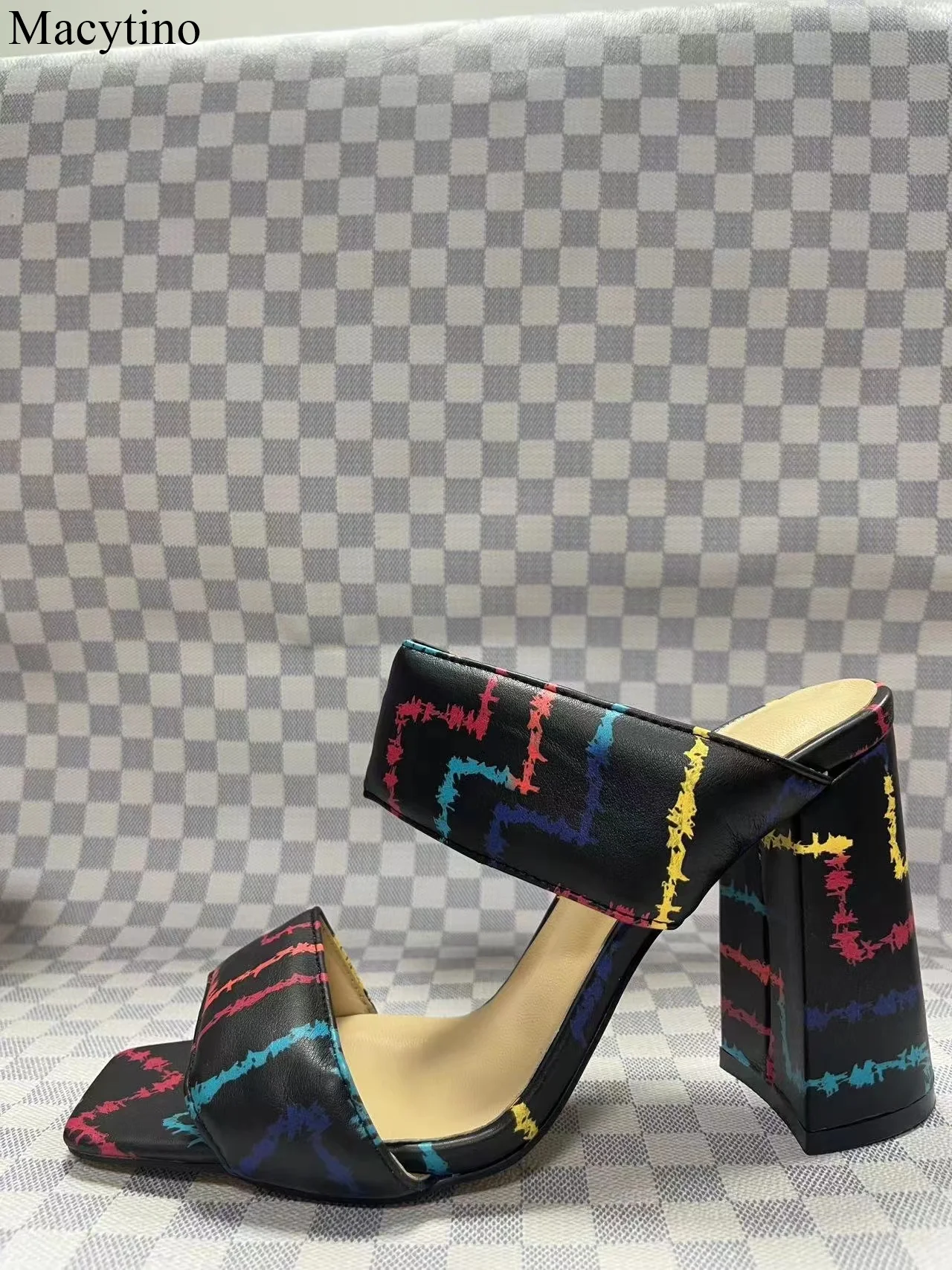 

2023 New Arrival Sandals Femal High-heeled Shoes Slip On Squre Toe Women Slippes