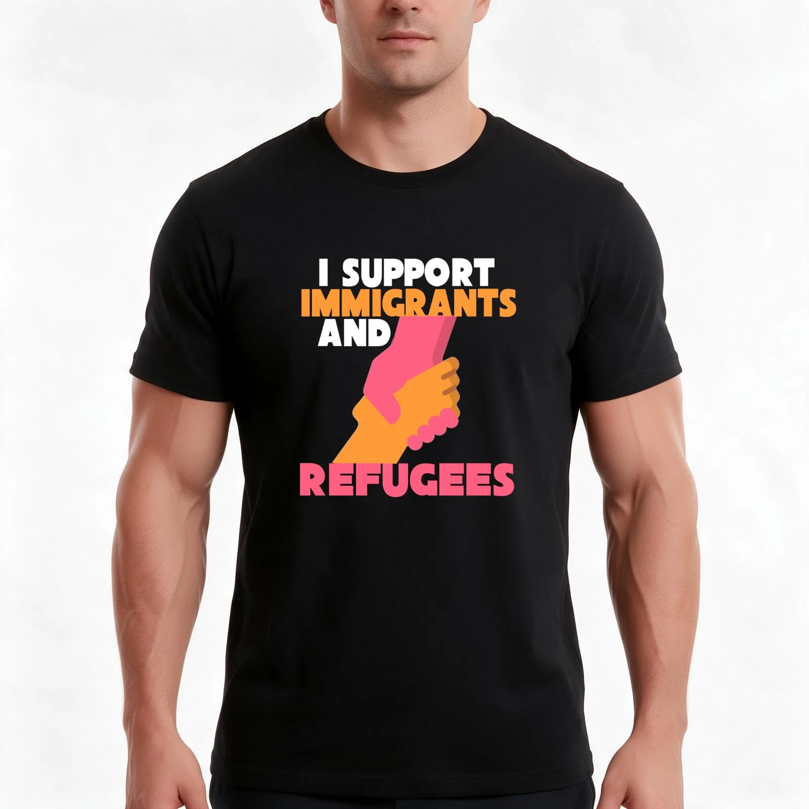 i support refuges and immigrants T-Shirt Summer Casual Cotton Tee Oversized Streetwear Tops Vintage Graphic Print