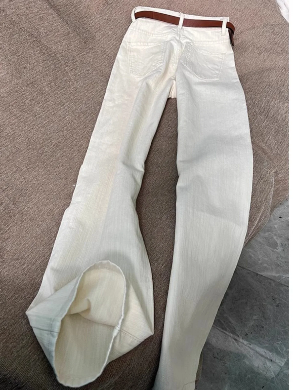 

American Retro High Waist Wide Leg Jeans Women plus Size Summer Thin Loose Peach White Straight Leg Pants Casual Trousers