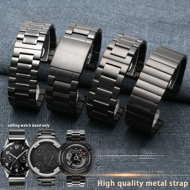 24MM 26MM 28MM 30mm Solid Stainless Steel Watch Strap For Diesel Seven Friday  Watchband Large size Steel Belt Men\'s Bracelet