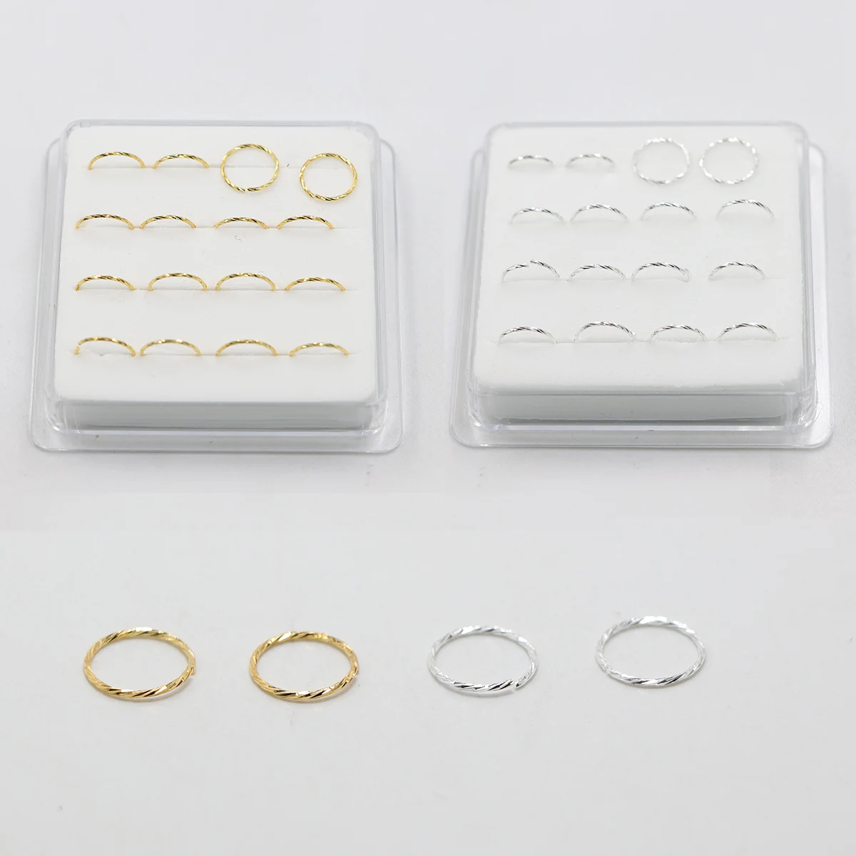 16pcs/pack Twist Nose Hoop ring 925 Sterling Silver Nez piercing  helix cartilage tragus Earring body jewelry