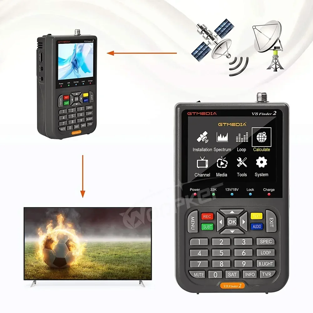 GTMEDIA V8 Finder2 Satellite Finder DVB-S/ DVB-S2/ MPEG-2/ MPEG4 Digital Sat Signal Detector Support Auto/Manual Search