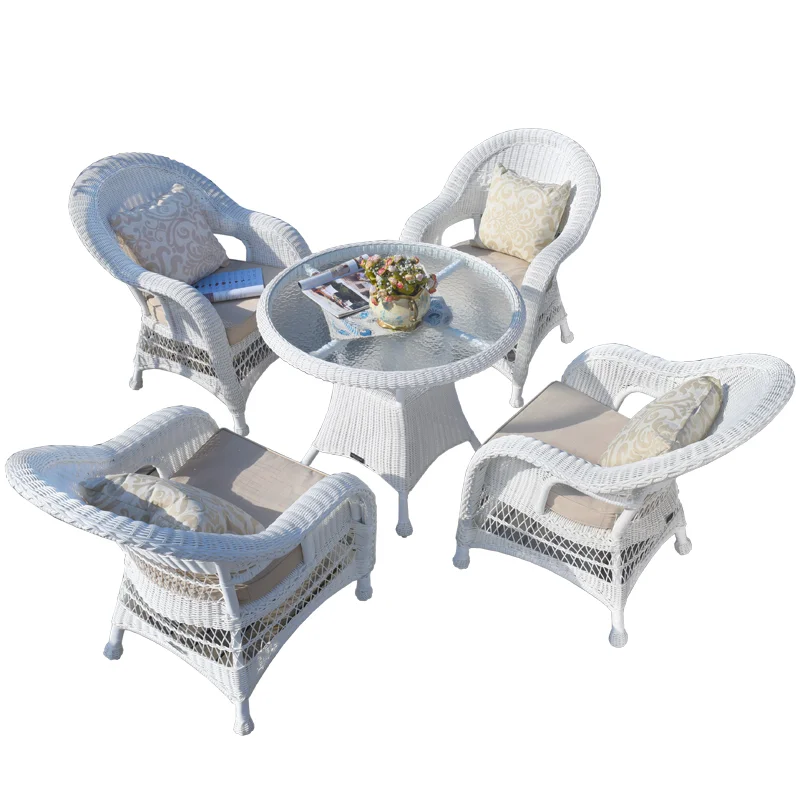 

Уличные столы и стулья, белый балкон, водонепроницаемый солнцезащитный крем, комбинация стульев из ротанга