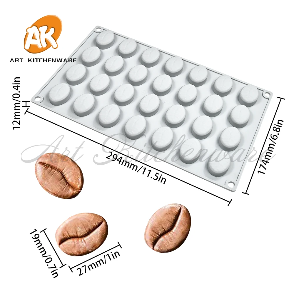 28 Cells Coffee Beans Silicone Candy Chocolate Cake Cookie Cupcake Mold Soap Mould DIY Oval Chocolate mold 