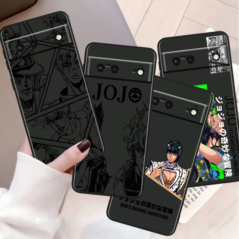 JOJO Anime Cute Shockproof Cover For Google Pixel 8 7A 6A 5A 5 4 4A XL Pro 5G Black Phone Case Soft Fundas Capa Phone Case