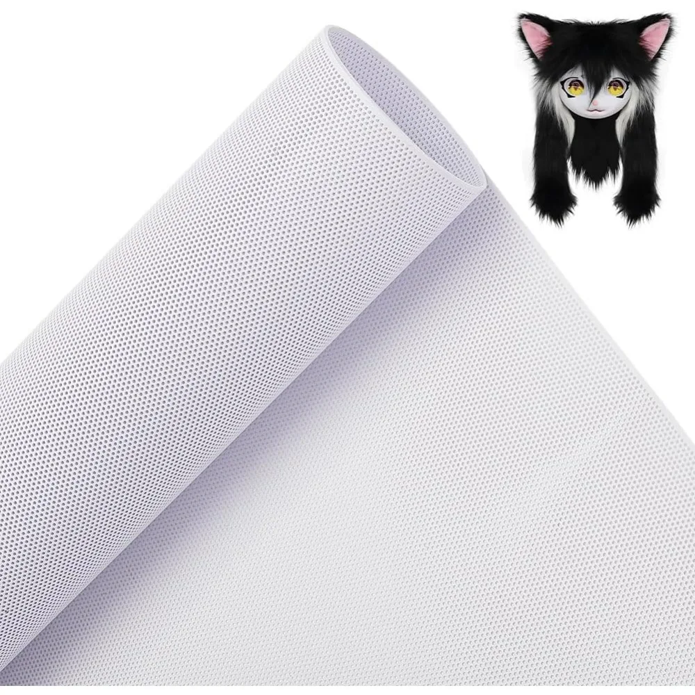 Custom Fursuit Eye Mesh 39x11.8inch White PVC Mesh Net 0.2mm Thick Waterproof Printable Mesh for Furries Cosplay Making Kit