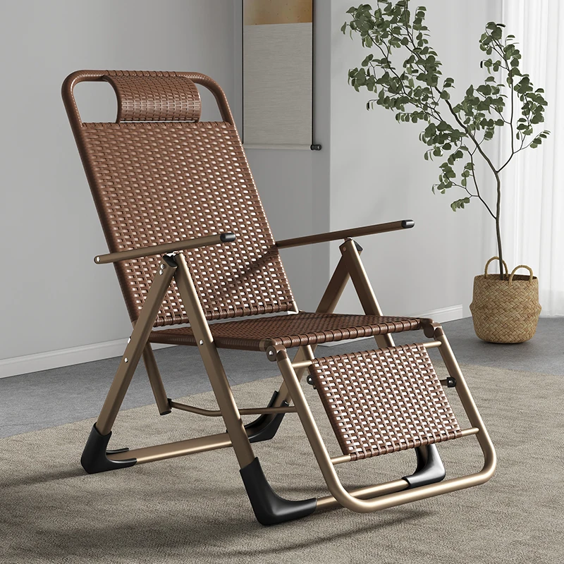 Reclining chair lunch break folding rattan chair balcony home leisure special for the elderly cool chair backrest comfortable in