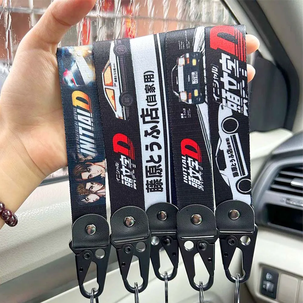 Initial D Keychain JDM Racing Nylon Key Tags Moto Keychain Fujiwara Tofu Keyring Car Lanyard JDM Motorcycle Key Strap