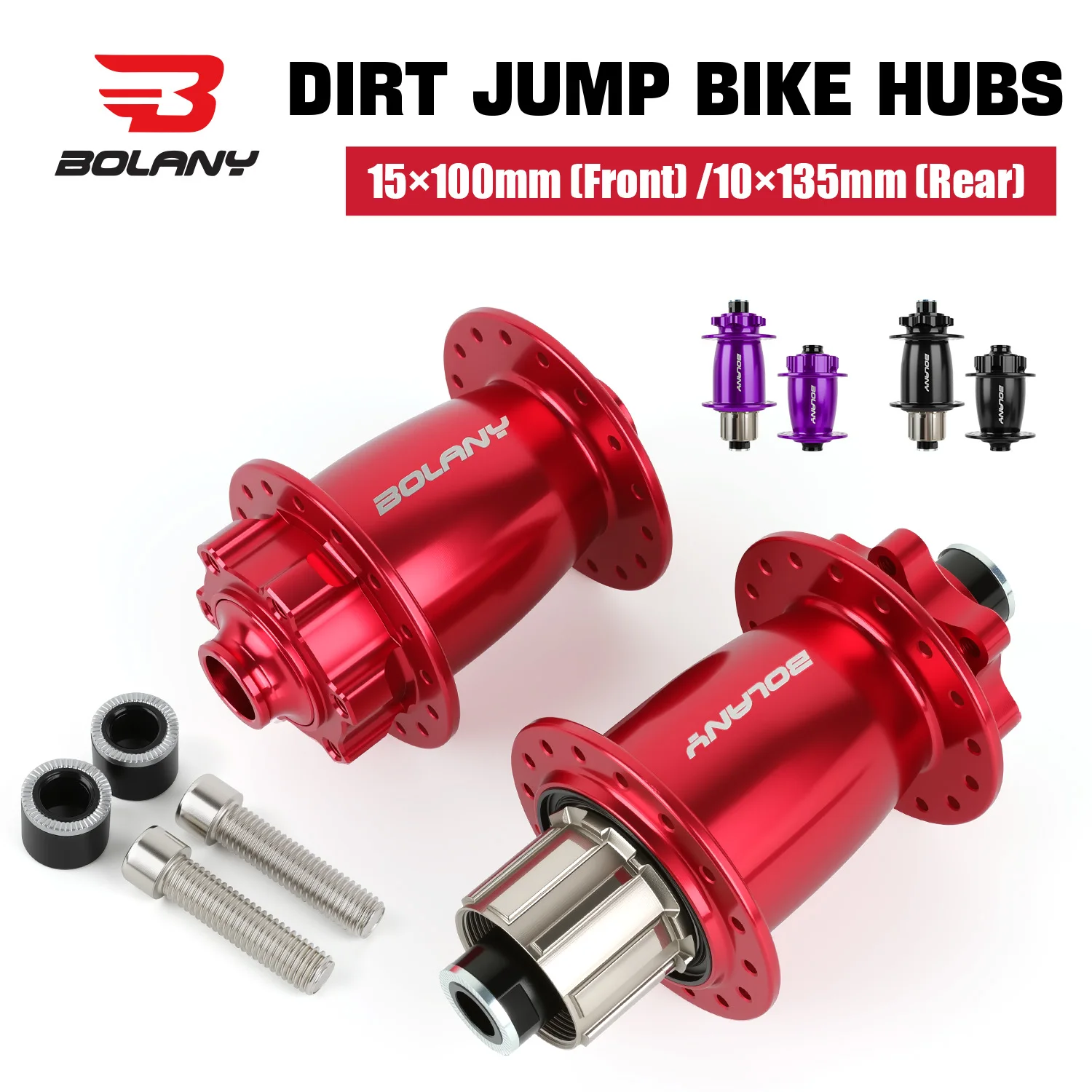 

BOLANY Dirt Jump Hub 32 Holes 6 claw Hub 10x135mm Single Speed HG Front 15x100 DJ Bicycle Mountain Bike BMX