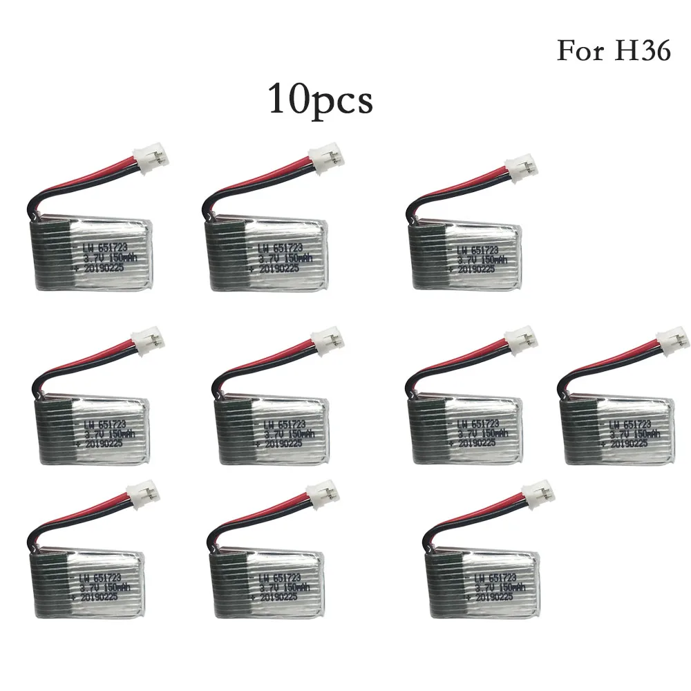 10pcs/set 3.7v 150mah 30C For H36 F36 Eachine E010 E010C E011 E013 NH010 Battery RC Quadcopter Spare parts 3.7v 150 LIPO Battery