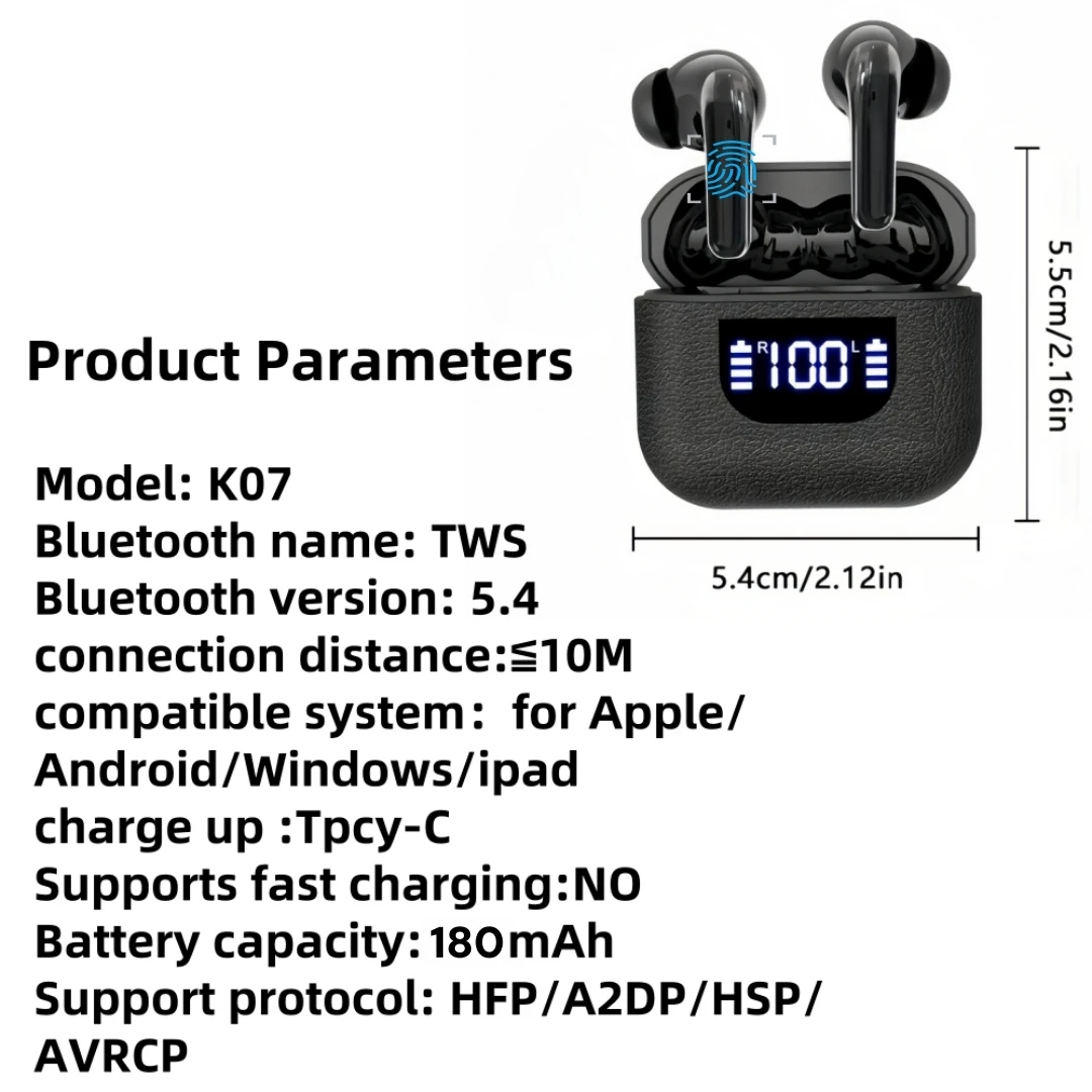 سماعات أذن لاسلكية حقيقية 60 ساعة تشغيل وسادات أذن مع علبة شحن لاسلكية داخل الأذن مع ميكروفون #6