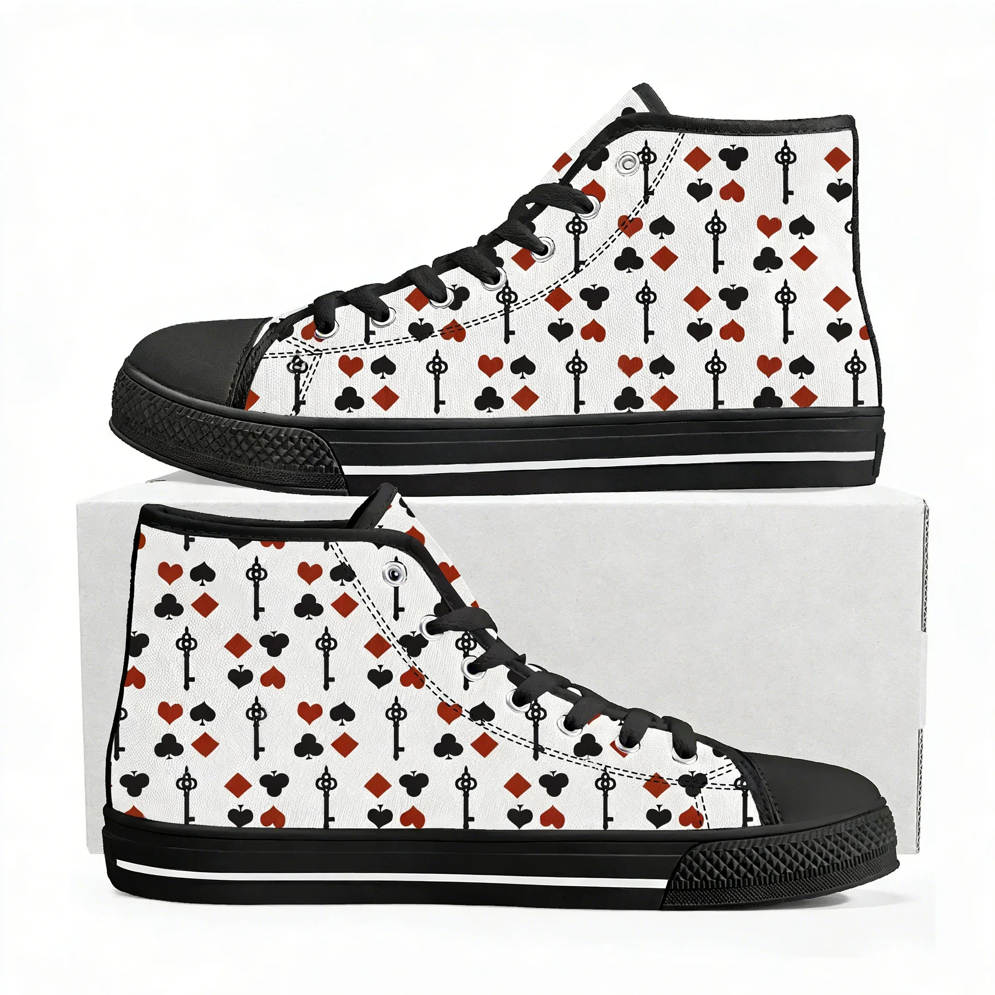 

Playing Card Poker 3D Printed Pattern High Top Sneakers Mens Womens Lightweight Canvas Sneaker Ghana Hiking Casual Custom Shoes