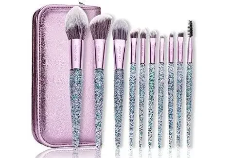 10 Pieces Glitter Diamond Crystal Handle Makeup Brushes Set Powder Foundation Eyebrow Face Make Up Brush Cosmetic Tools