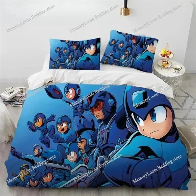 3D Print Rockman Megaman Game Cartoon Bedding Set Boys Girls Twin Queen Size Duvet Cover Pillowcase Bed Boys Adult