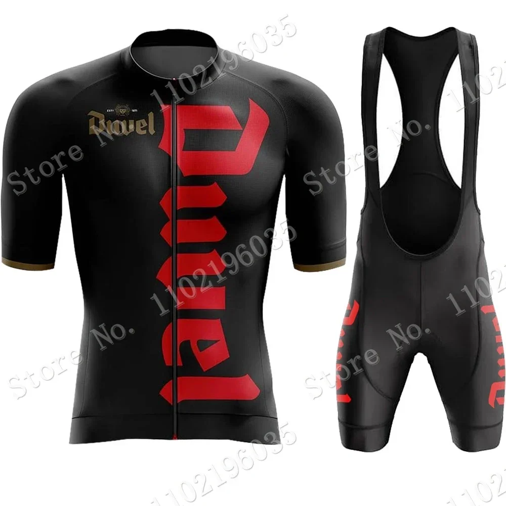 2024 Duvel Cycling Jersey Set Retro Belgium Red Black Beer Cycling Clothing Short Sleeve Road Bike Suit Bib Shorts Maillot MTB