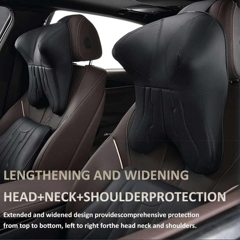 New Car Neck Pillow Lumbar Support Breathable Leather Seat Anti-slip Protective Cushion Business Luxury Car Interior Headrest