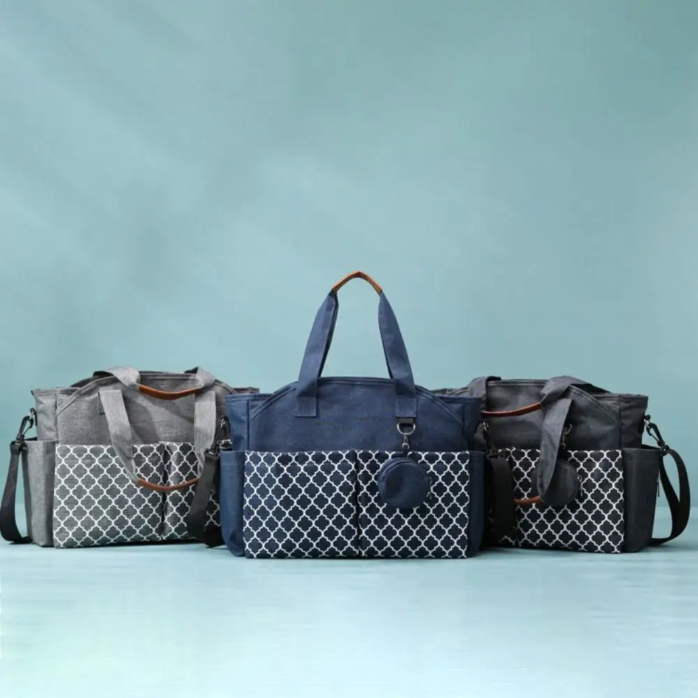 Large Capacity Baby Diaper Bag Wear-resistant Multi-compartment Mom Stroller Bag Adjustable Shoulder Strap Waterproof