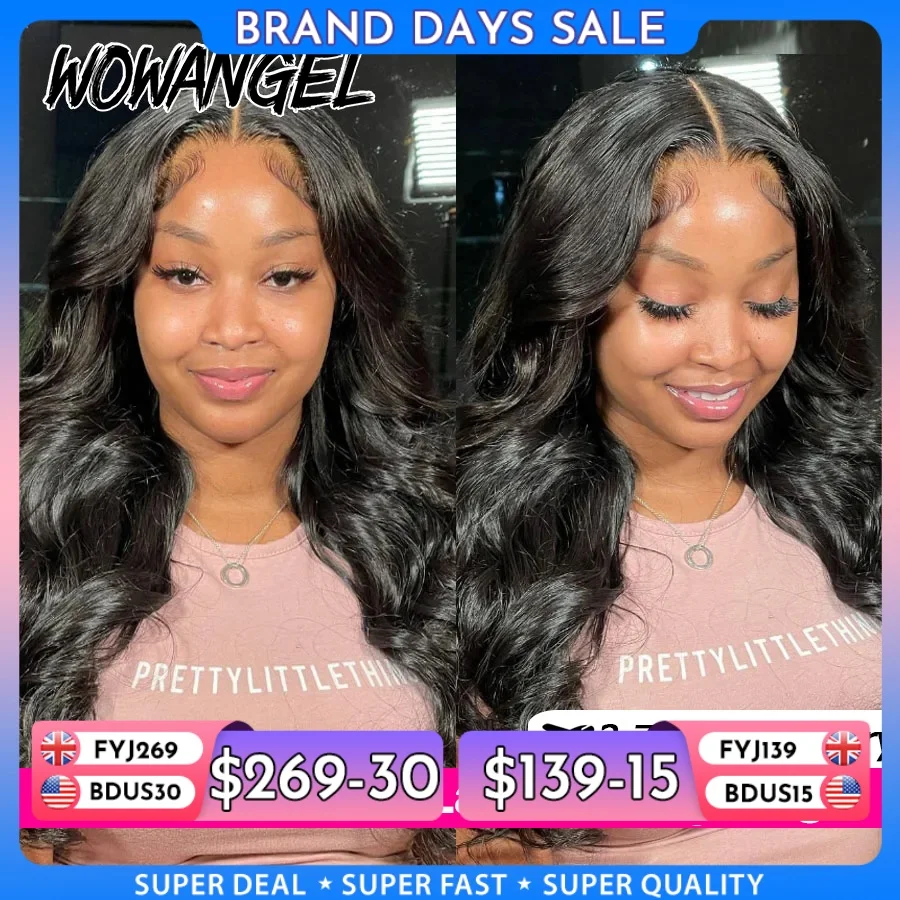 Wow Angel 7x7 HD Spitze Schließung Perücken 34 zoll Körper Welle Perücken Remy Haar 6x6 HD Spitze Schließung menschliches Haar Perücken Vor Gezupft Glueless Perücken