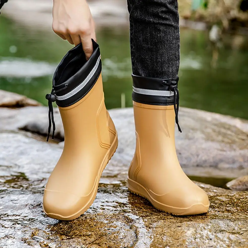 Модная мужская нескользящая резиновая обувь 2021, износостойкие дождевые сапоги с короткими трубками, кухонная обувь для рыбалки
