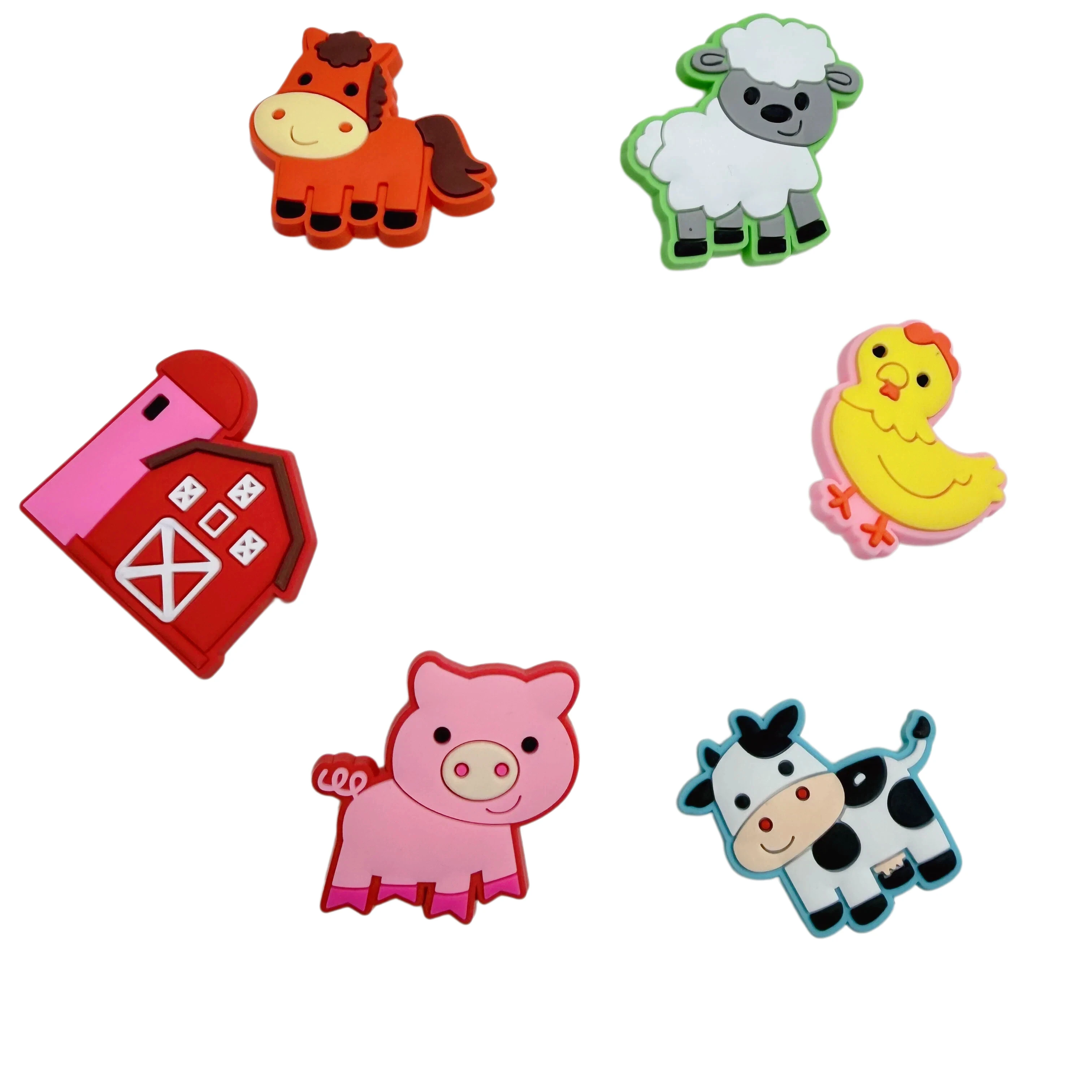 Wholesale 6-50Pcs Sheep&Horse PVC Shoe Buckle Decorations Mix Farm Animals Teenager Slipper Charms DIY Wristband