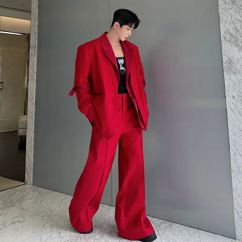 IEFB Korean Style Men\'s Suits Single Breasted Detachable Blazers Straight Solid Color Wide Leg Male Suit Pants New Autumn 9C7738