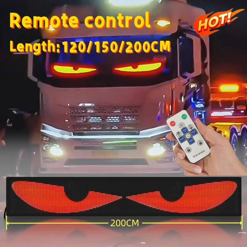 

Devil's Eye 24V Truck Windshield Remote Control Flexible Animation Display Smart Scrolling Message Eye Soft LED Car Accessories