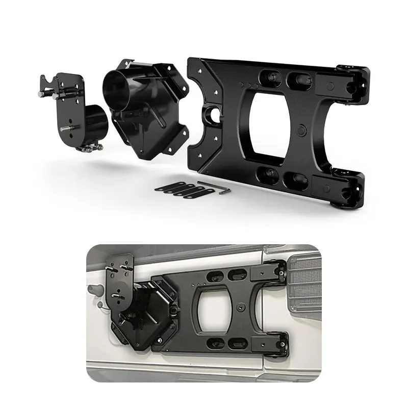 

Hot Sale Rear Aluminum Alloy Car Accessories Spare Tire Bracket HD Hinged Carrier Adjustable Mount For Wrangler JK 2007+