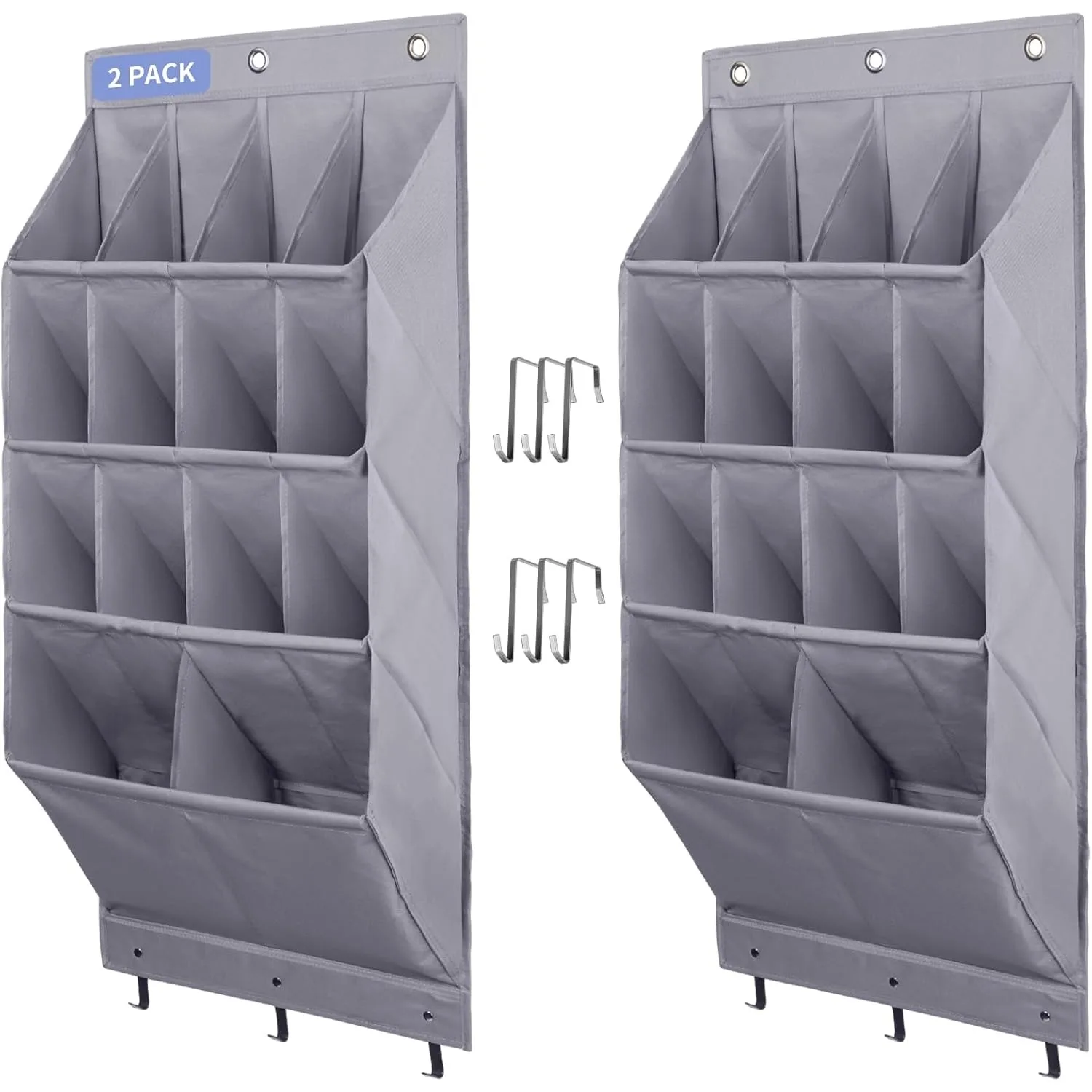

2 Pack Over the Door Shoe Organizer, Hanging Shoe Organizer Rack,24 Large Pockets and 4 Larger Storage Various Compartments