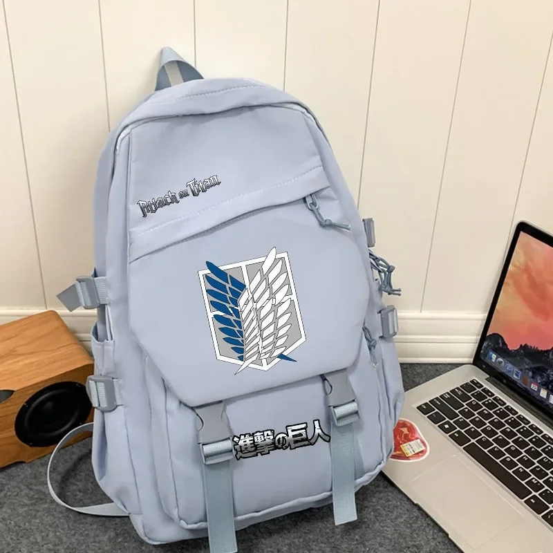 32×45×14cm Black Blue White, Attack On Titan, Shingeki no kyojin, Anime, Student Kids Teens School Bags, Backpacks, Girls Boys