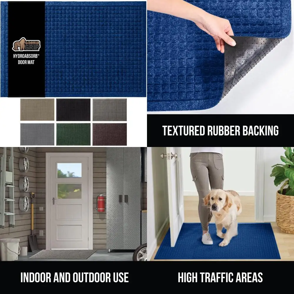 

Ultra Absorbent 47x35 Door Mat - Indoor/Outdoor HydroAbsorb, Stain Resistant, Rubber Backed, Blue