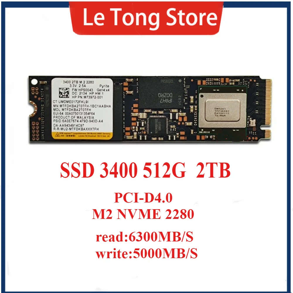 

Brand new Original For Micron SSD 3400 2TB 1TB M.2 2280 PCIE4.0 ssd For PS5 Notebook computer