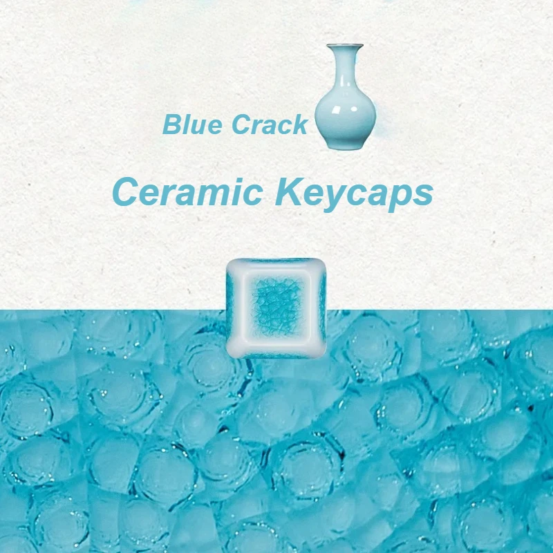 Crack ceramiczne nasadki na klawisze 4 szt. Jezioro niebieskie zielone gładkie glazury mechaniczne nakładki na klawiaturę WASD klawisze strzałek spersonalizowane bezsłowne klawisze