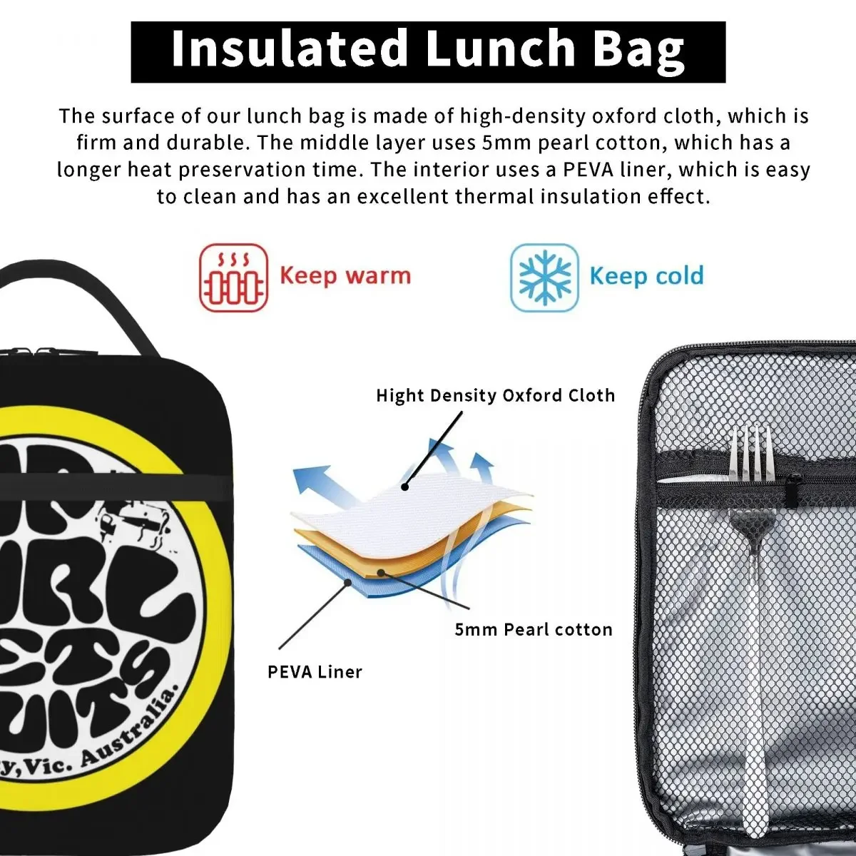 Classic Rip Curl Throw Pillow Lunch Bags Insulated Bento Box Waterproof Lunch Tote Leakproof Picnic Bags Cooler Thermal Bag