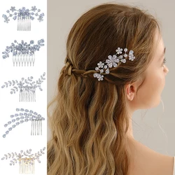 Luxury Cubic Zirconia Flower Hair Combs Clips for Women Headdresses For Girlfriend Valentine's Day Gifts